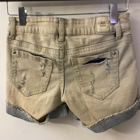 ZC0 Thrashed Bleach Destroy Roll Jean Shorts 0 Grunge Festival Y2K Punk Rocker - Picture 2 of 7